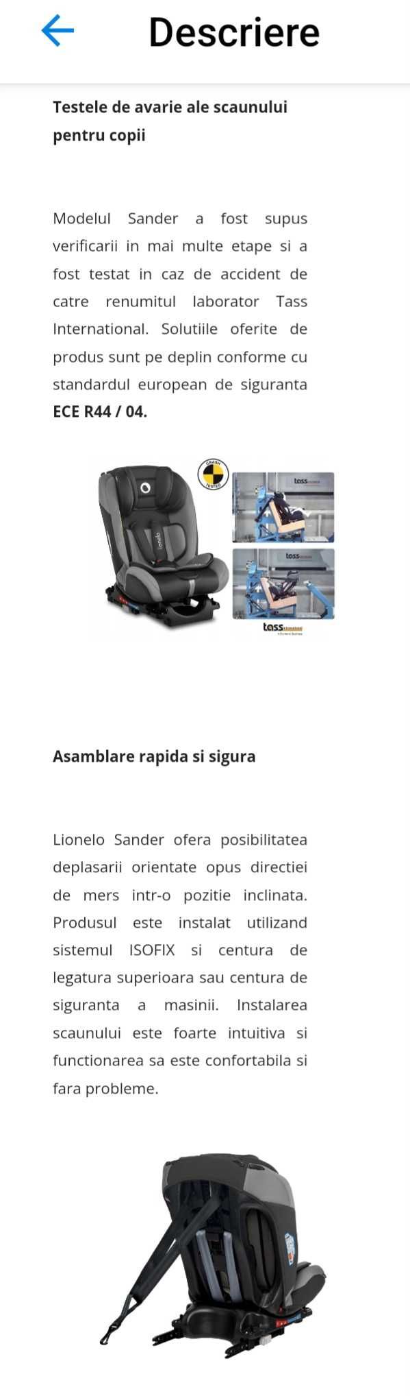 Scaun auto izofix 0-12 ani