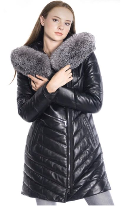Geaca de piele cu blana