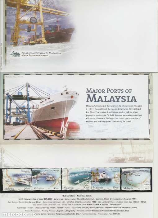 Vand timbre pliant Malaysia autentic UPU 2004 150 ron neg