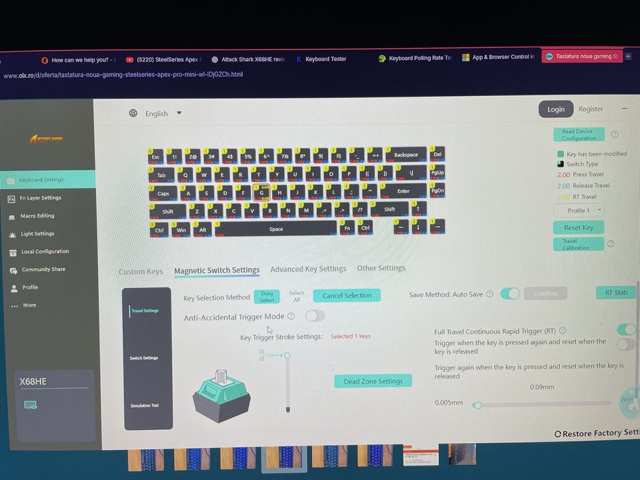 Attack Shark X68HE, Rapid Trigger, 8000hz