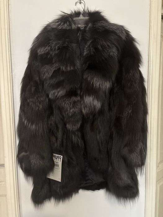 haina de blana naturala de vulpe polara argintie