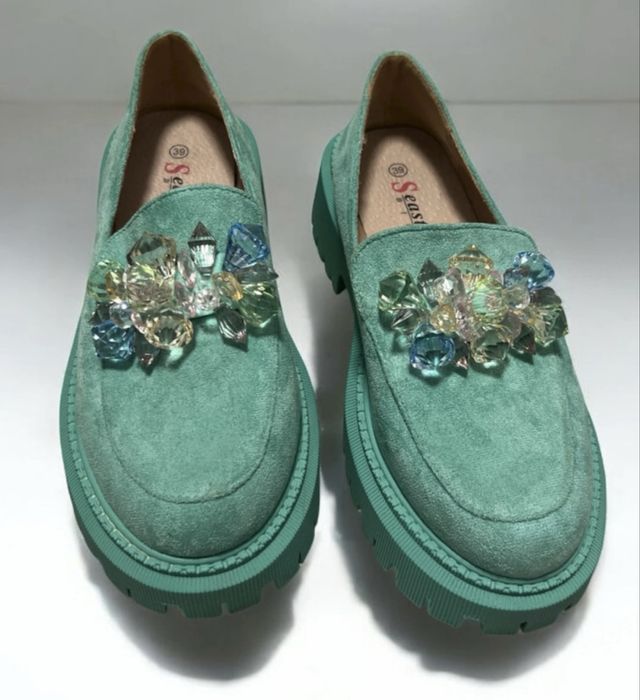 Pantofi damă turcoaz cu aplicații decorative – Seastar