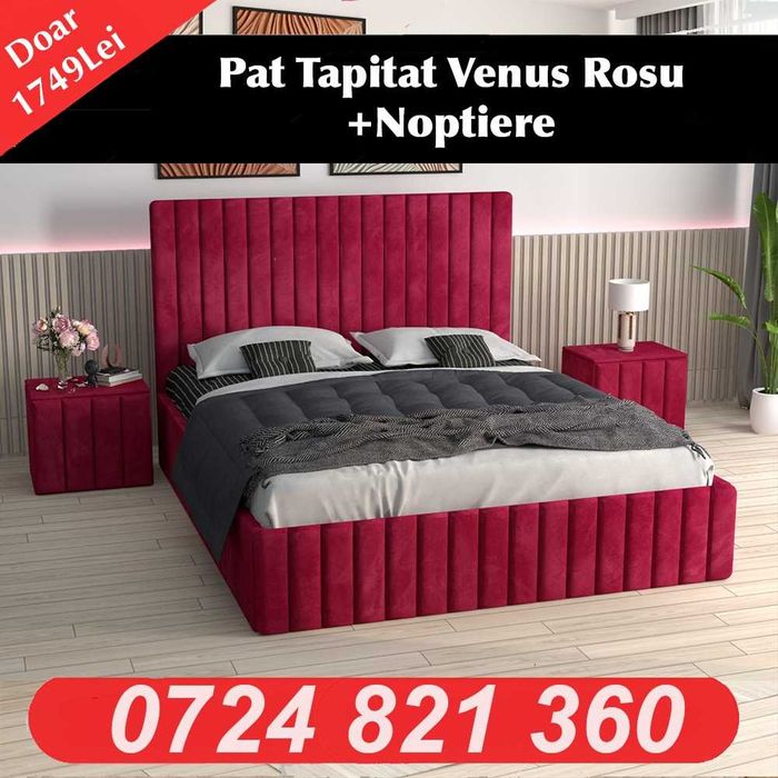 Pat tapitat,comoda tv,dormitor complet,dulap-SUPER OFERTA