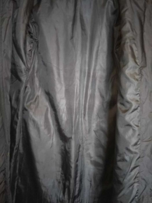 Palton lung Geaca de fas neagra cu guler de tricot inalt, 2 buzunare