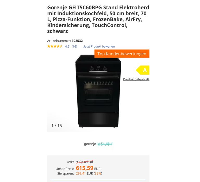 Aragaz electric Gorenje GEIT5C60BPG