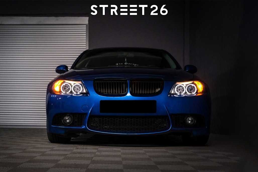 Faruri BMW Seria 3 E90 E91 (2005-2008) Angel Eyes Negru