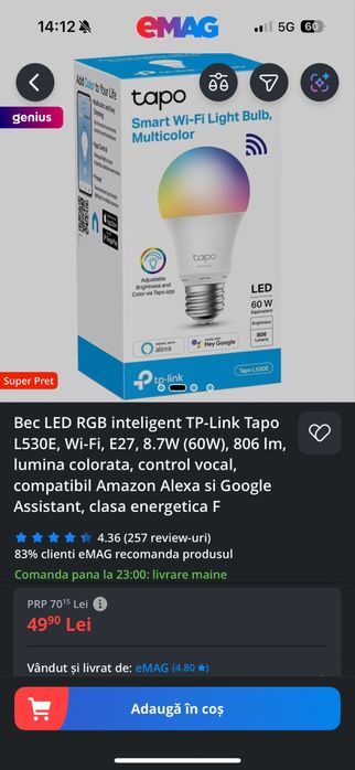 Vand 6 becuri smart TAPO L530E