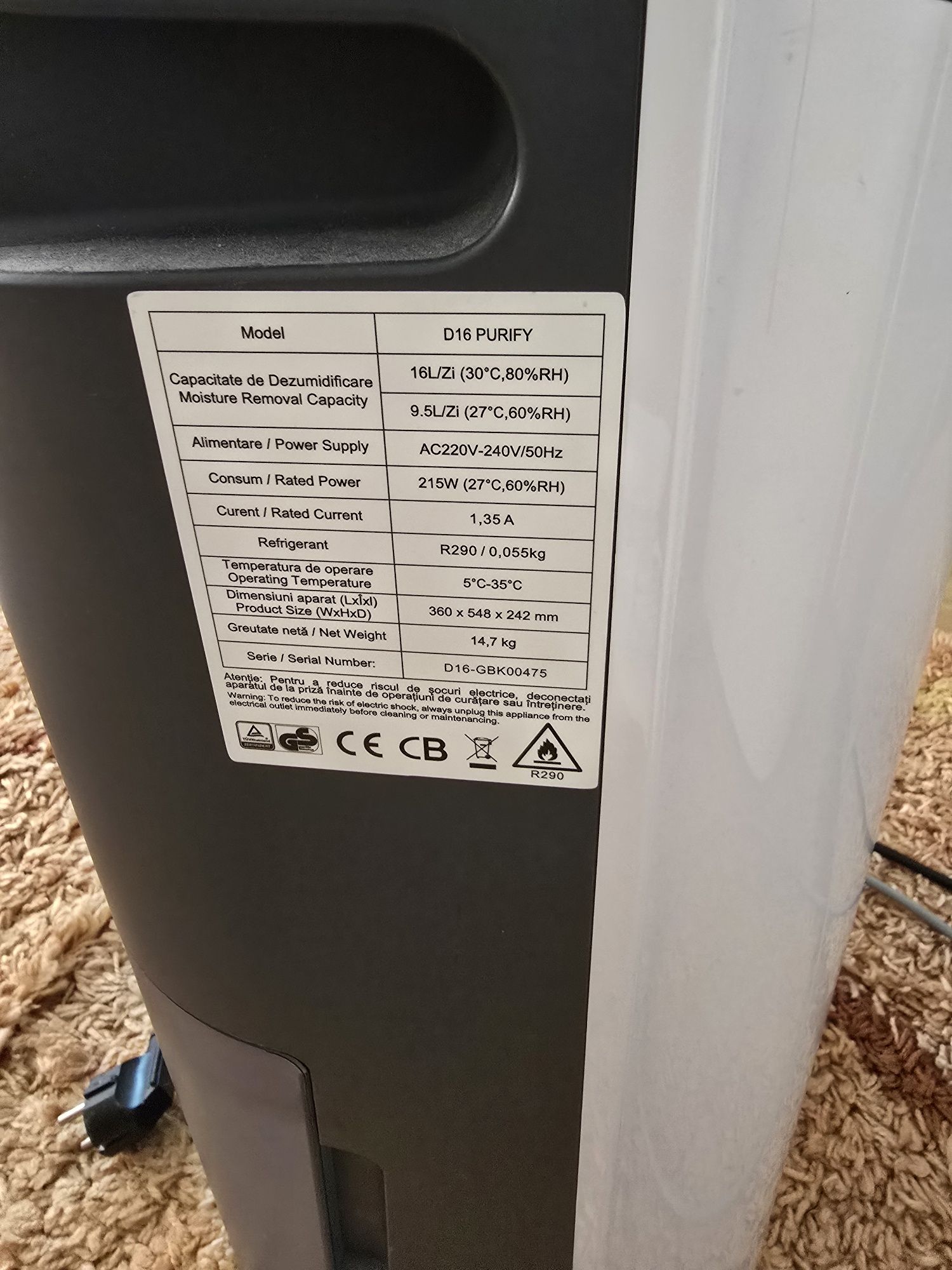 Dezumidificator AlecoAir D16