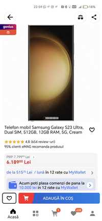 Samsung s23 ultra cream, varianta cu 512GB memorie