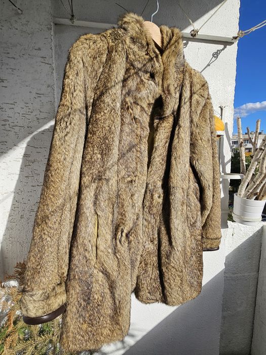 Кожено палто естествен косъм