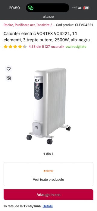 Calorifer electric ulei