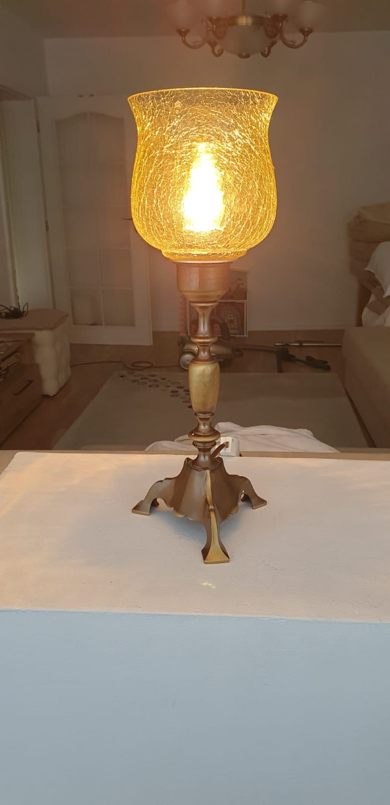 Lampa veioza vintage colectie alama masiva Suedia 1950
