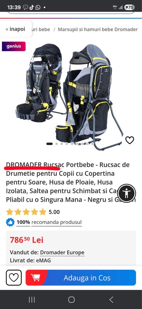 Portbebe rucsac DROMADER