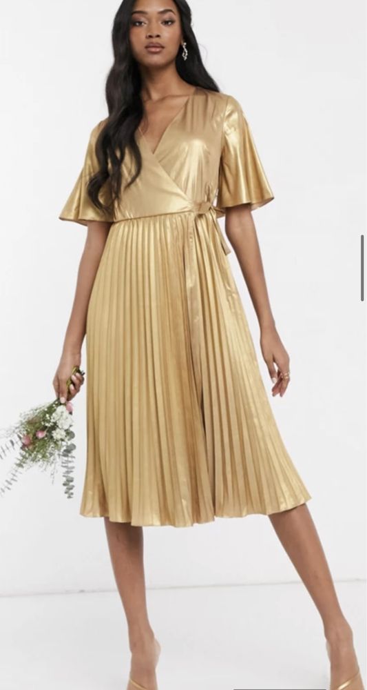 Rochie de ocazie Asos auriu bridesmaid