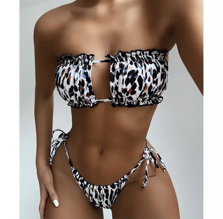 Costum de baie C116 Brazilian Alb animal Print leopard Zebra Push Up