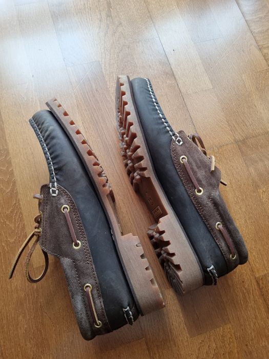 Мъжки тъмнокафяви мокасини от дебела естествена кожа Timberland