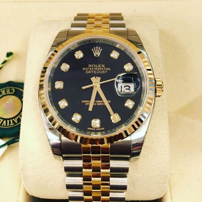 Rolex DateJust Silver Gold Black