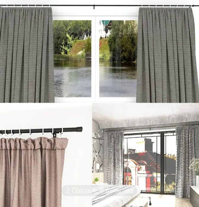 Suport perdeale neagru nou 58,42 - 220,98 cm