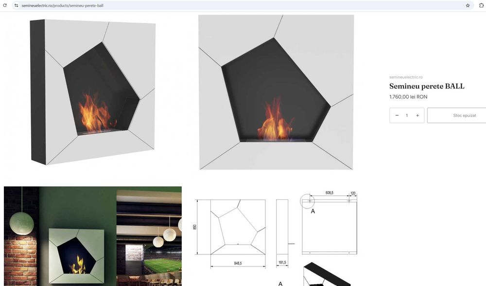 Șemineu cu bioetanol Ball