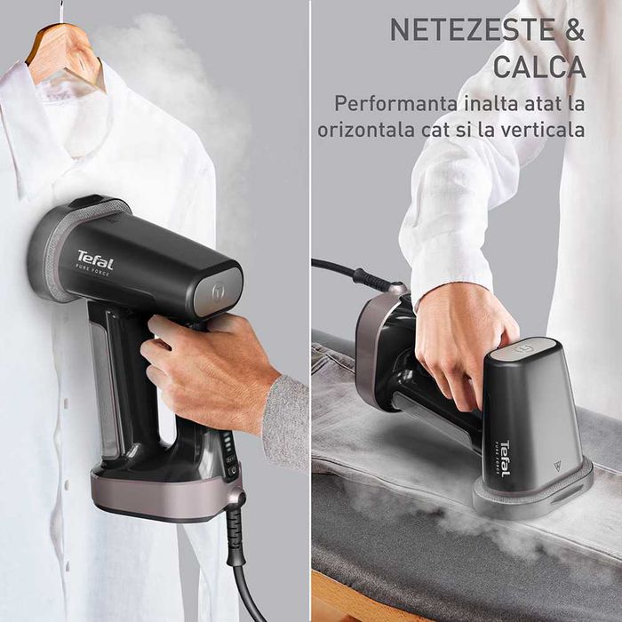 Aparat de calcat vertical TEFAL Pure Force DT8765E0, 1800W, 90g/min