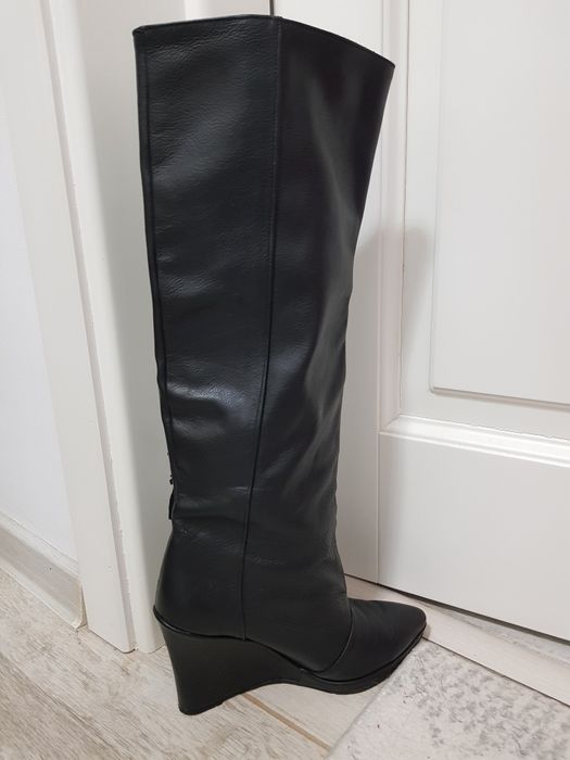 Cizme cu platforma din piele naturala