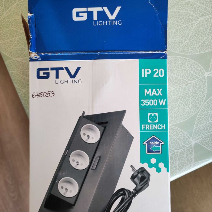 Контакт за вграждане 3х Schuko, с кабел 1,5 м, GTV