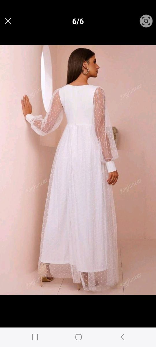 Rochie alba lunga mireasa/cununie botez