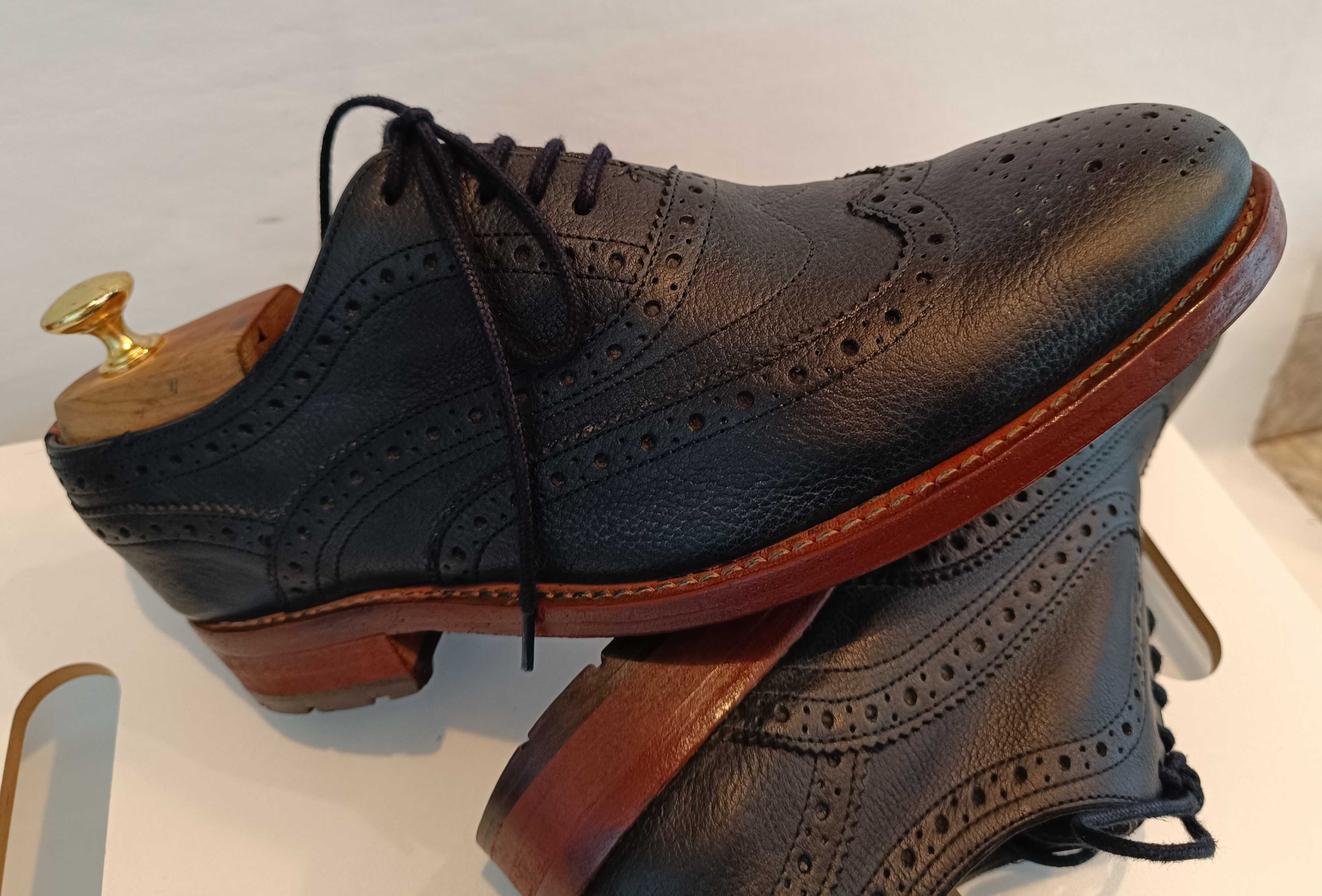 Pantofi oxford 41 brogue lucrati manual Ted Baker piele naturala moale