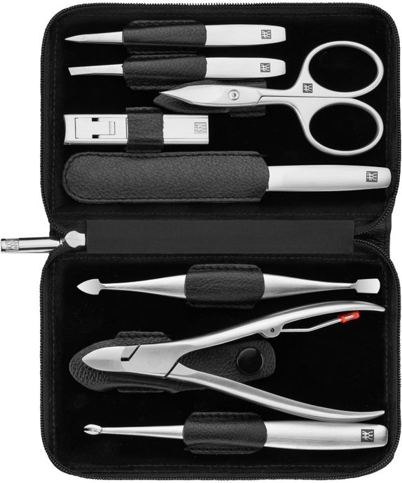Set manichiura ZWILLING, 8 piese, husa din piele naturala,inox satinat