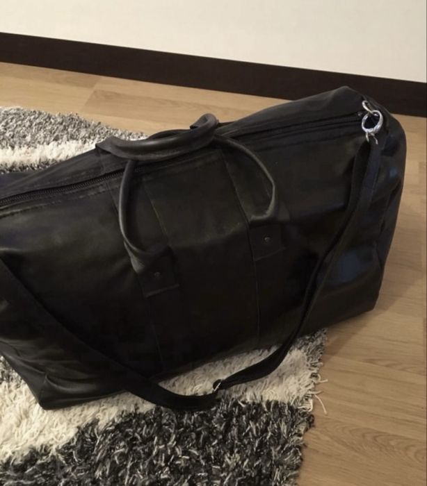 Geanta din piele naturala pt transport/voiaj/sala negru