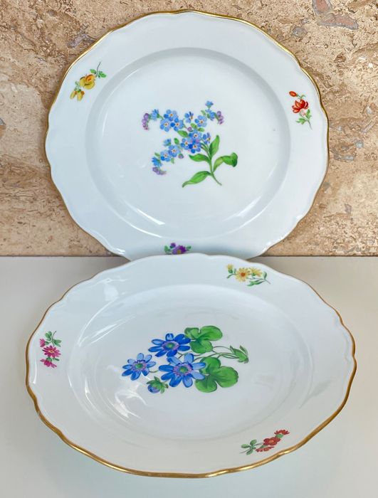 Meissen, комплект от две порцеланови чинии