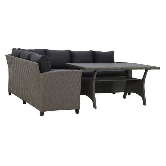 Set mobilier de gradina/terasa canapea/coltar si masa Gri/Negru OFERTA