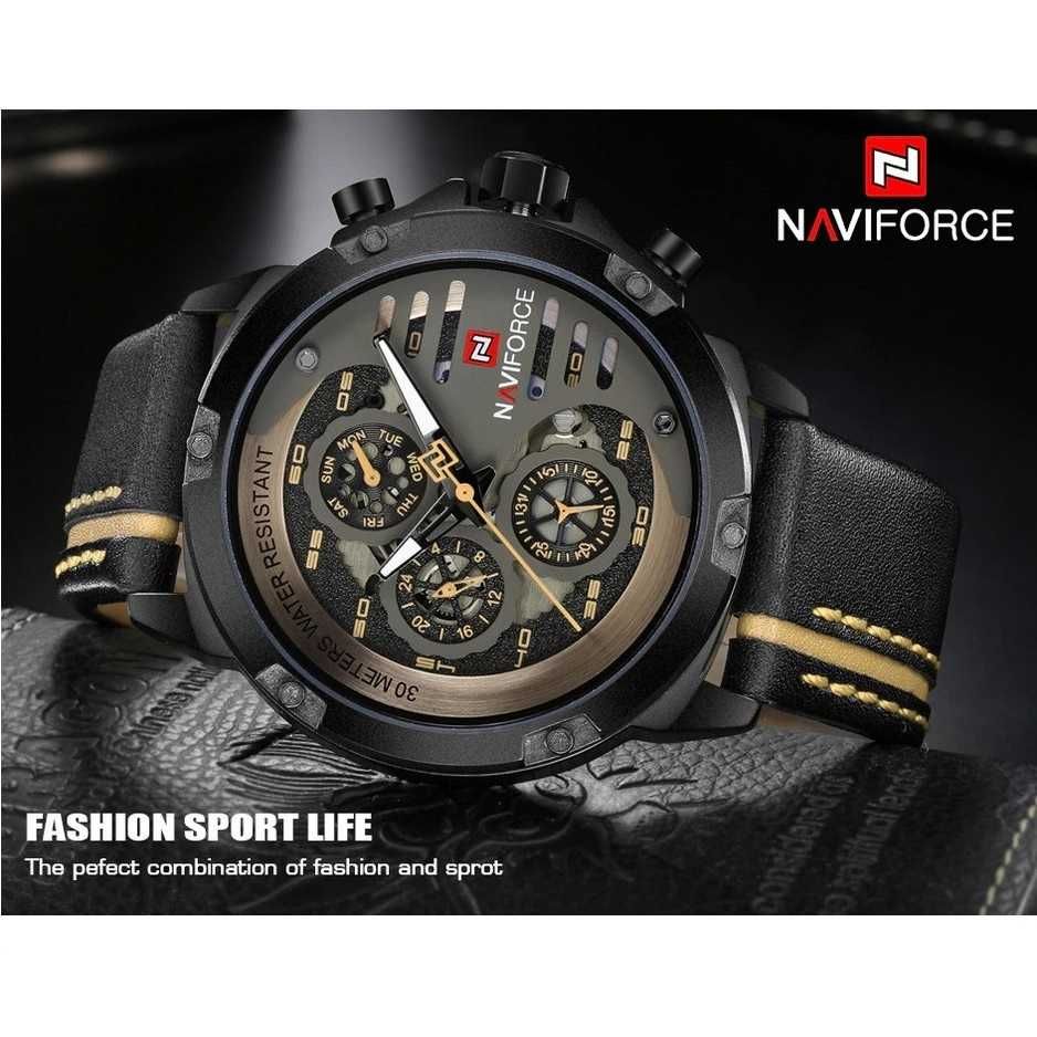 Мъжки часовник Naviforce Watch Army, Черен / Златист