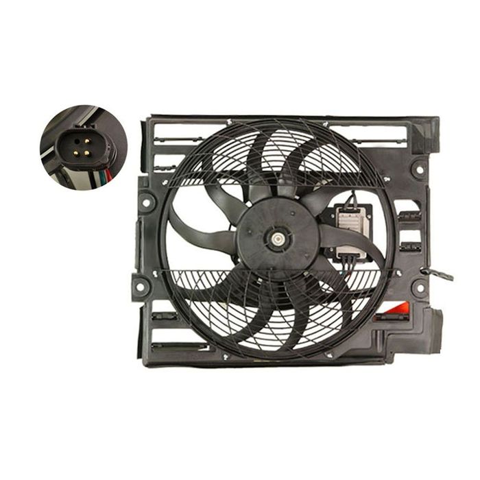 GMV radiator electroventilator Bmw Seria 5 E39, 09.1998-06.2003 ( 530i; 535i; 540i; M5), 3, 0i; 3,5i; 4,4i; 5, 0 V8 Benzina, M/A, cu AC, 320W/400mm, 3 pini, cu modul de control electric,