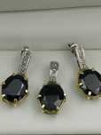 Set Cercei și Pandantiv Safir - Aur 14K