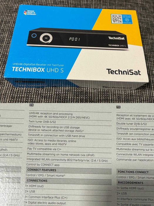 Decodor satelit, TechniSat, TECHNIBOX UHD S, TwinTuner, 4K - sigilat -