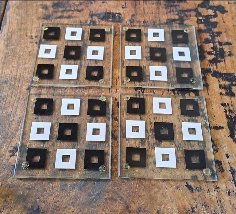 подложки за чаши стъкло Хенкелс Henkels с дървена поставка Германия