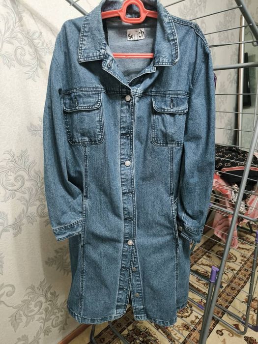 Джинсовая куртка длинная