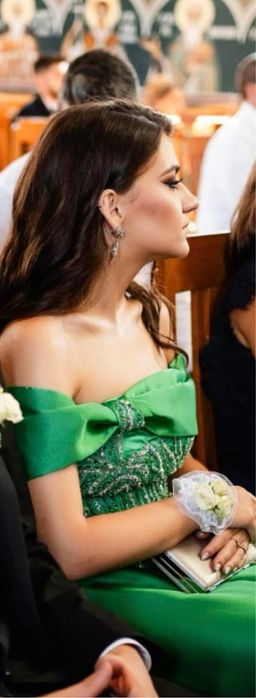 Rochie lungă verde smarald- Creatie originală Caius