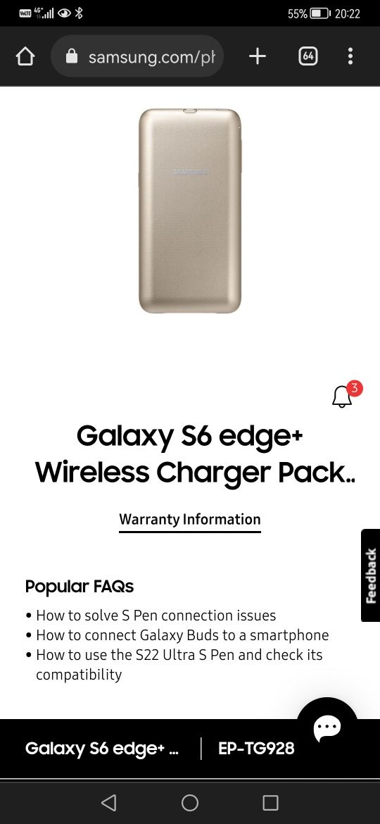 Samsung Galaxy S6 edge+ (plus) Wireless Charger Pack