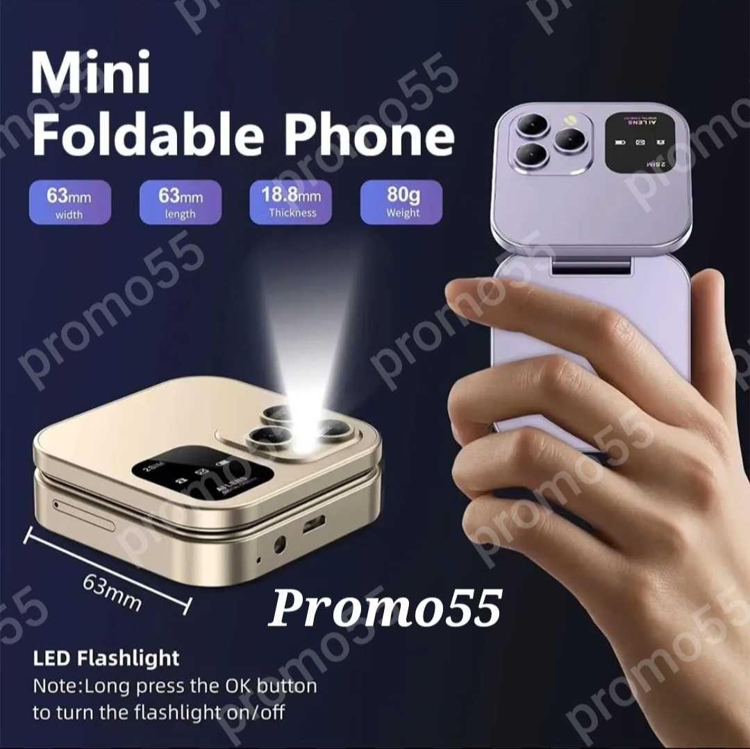 Мини сгъваем мобилен телефон i16 PRO с две сим карти