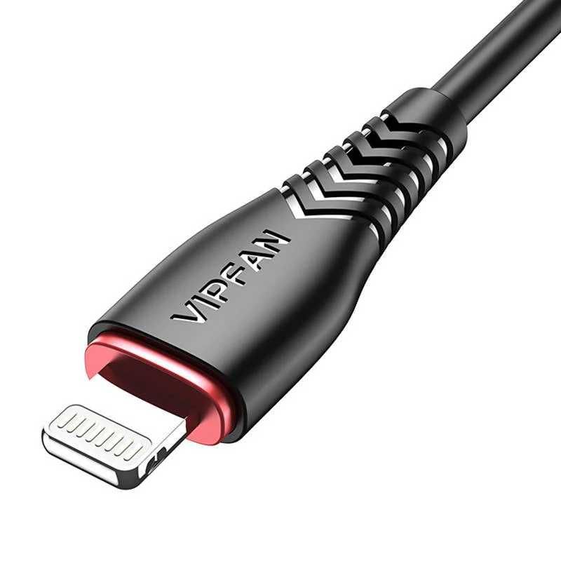 3в1 кабел Vipfan X01, USB-C / Lightning /Micro, 3.5A, 1.2m, USB, черен