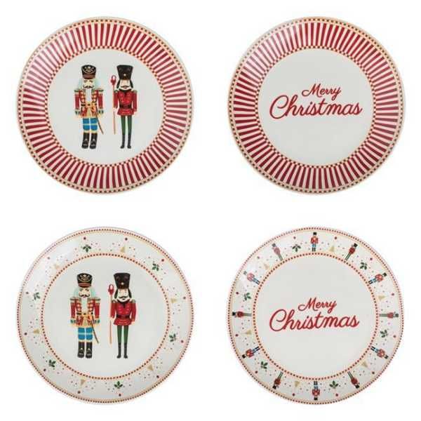 Коледен комплект Merkado Trade, 4бр.,Чинии за сервиране,Коледни войнци
