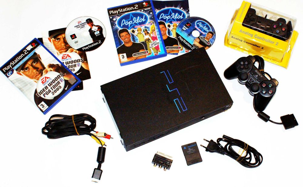 PS2 Fat PlayStation 2 + подарък 6 игри и два контролера