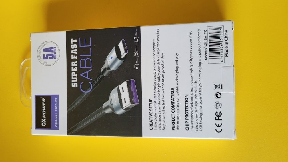 Cablu Super fast USB-Type C 5A OxPower original 120cm