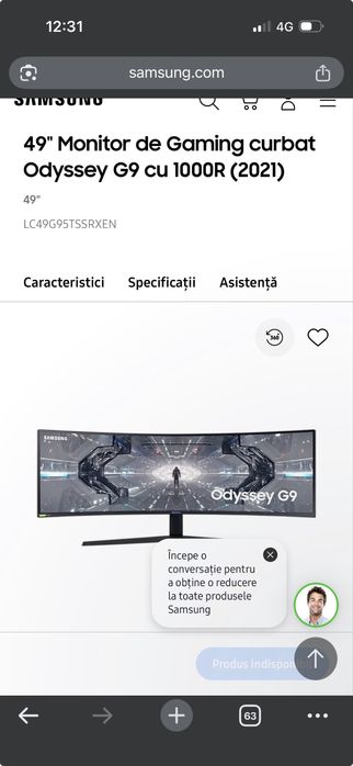 Monitor Gaming Curbat Samsung Odyssey G9 49” (1000R)