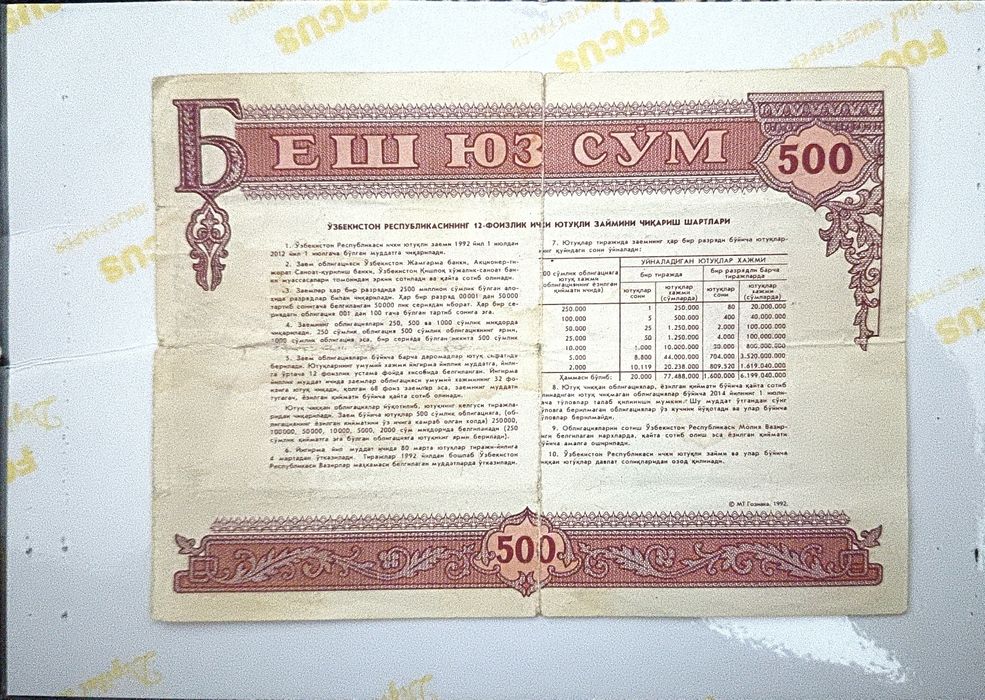 Облигация в суммах