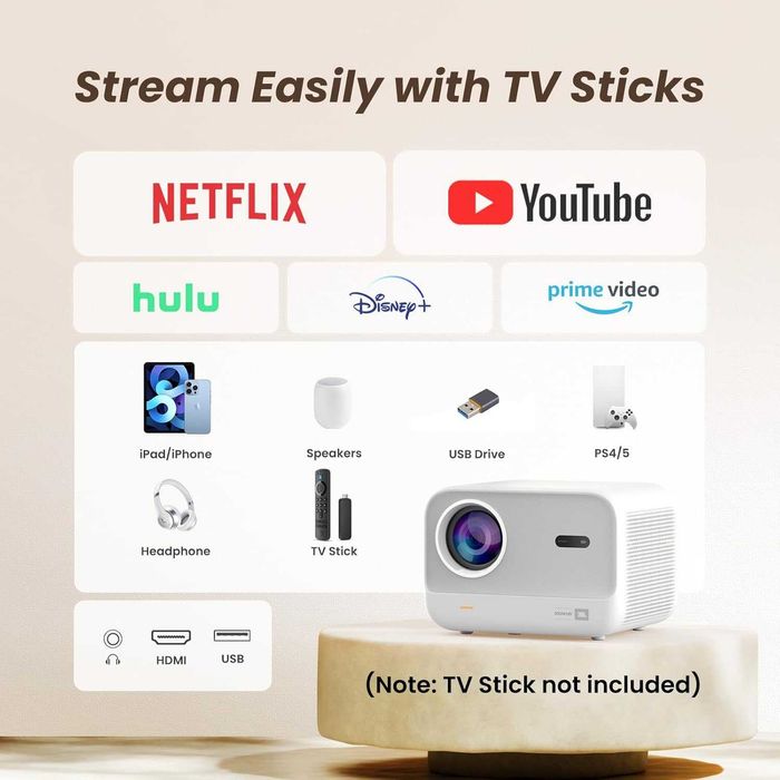 Проектор Yaber L2s с JBL звук 1080P WiFi 6 Bluetooth – чисто нов