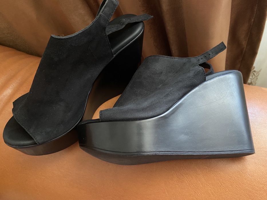 Sandale platforma, piele intoarsa