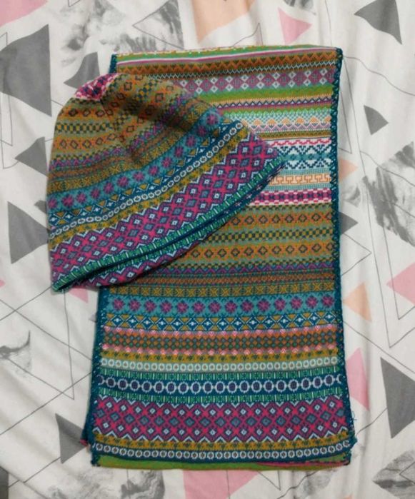 Set fular căciulă lână merinos damă